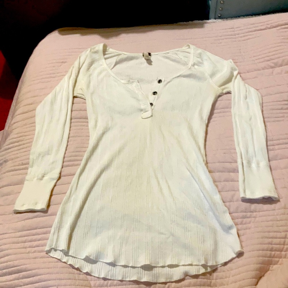 Free People We the Free Long Sleeve White Shirt S